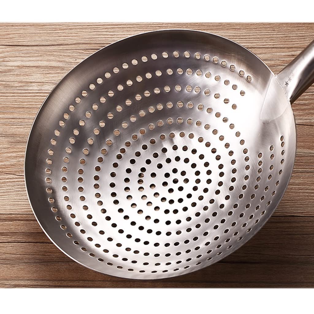 Espumadera Espumadera de cocina, colador de acero inoxidable for cocina, colador con mango de madera, colador grande de grado comercial for restaurantes de hoteles familiares (10,2 pulgadas) Espumader