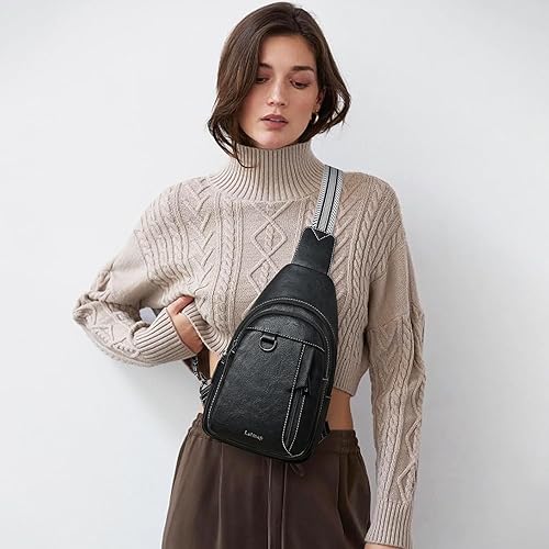 Miniatura 2 de LATMAP Sling Bag for Women Men Leather Small Sling Backpack Daypack Anti Theft Fanny Pack Crossbody Purse Travel