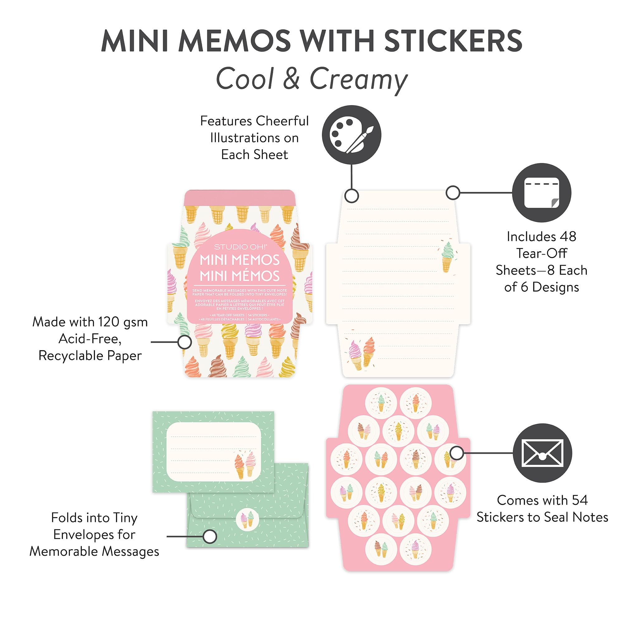 Amazon.com : Mini Note Cards with Sticker Seals, 48 Tear-Off