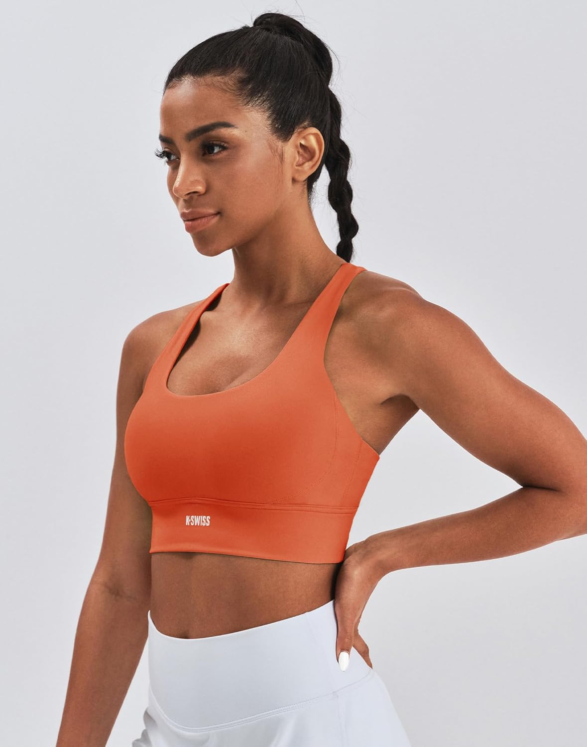 K-Swiss Sports Bras for Women - Padded Strappy Bras with Criss Cross Back Medium Support for Running Workout Yoga Gym - Image 2