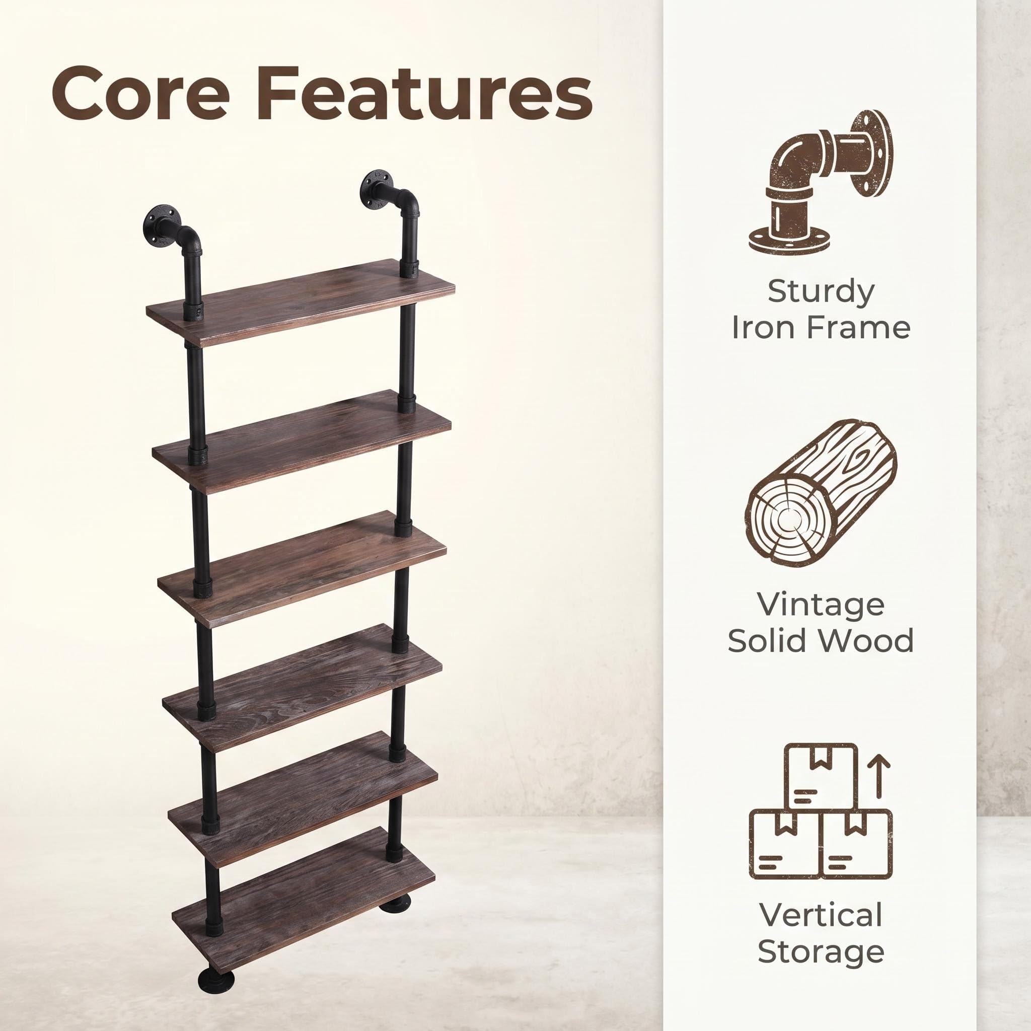 DIY Industrial Antique Wooden Wall Shelf, Water Pipe Designed Book