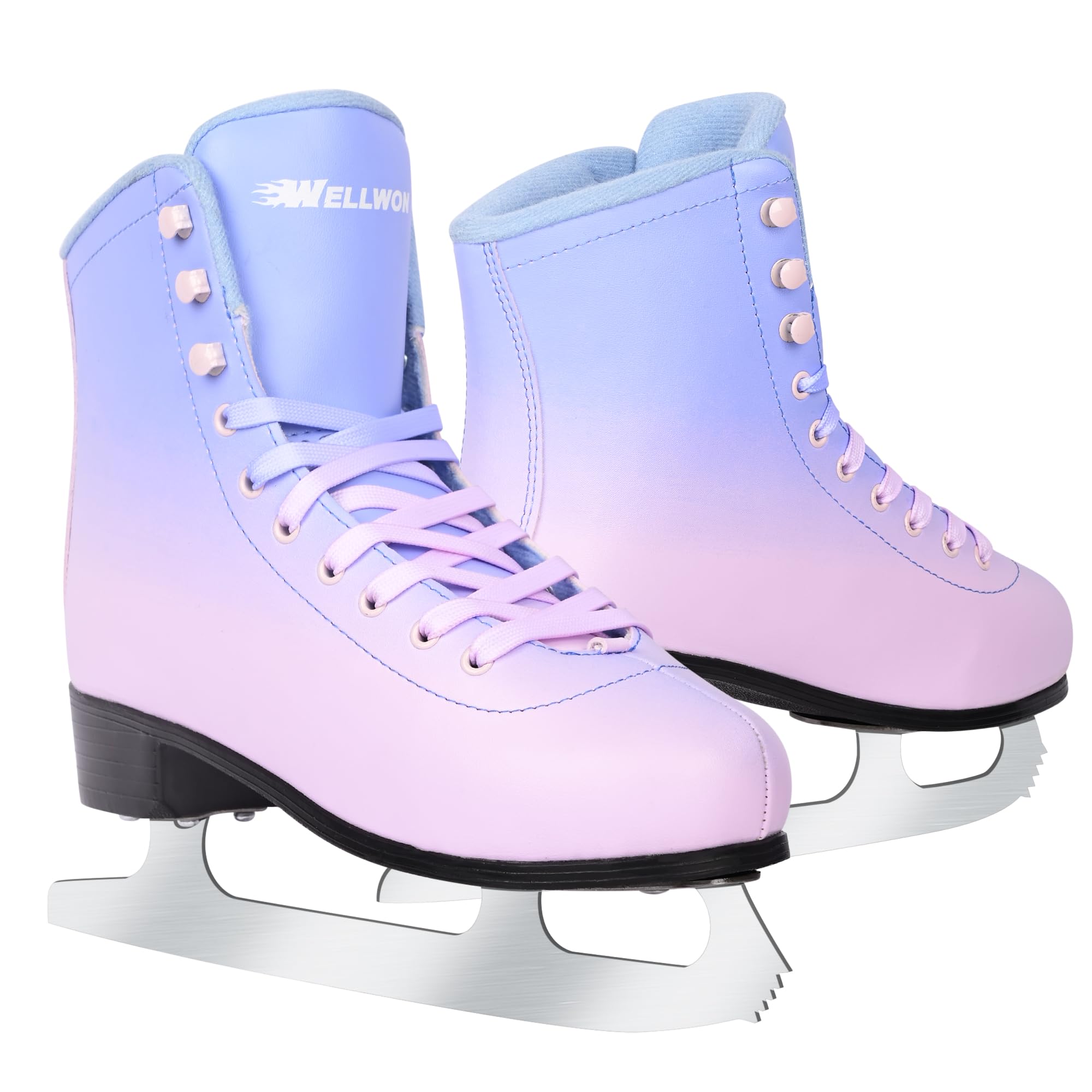 WELLWON Figure Ice Skates for Women Girls and Boys, Lace-Up Adult Figure Skate Ice Hockey Skates for Outdoor and Skating Rink, Figure Ice Skate Shoes Size 5 6 7 8 9 10 11 and Youth 2Y 3Y