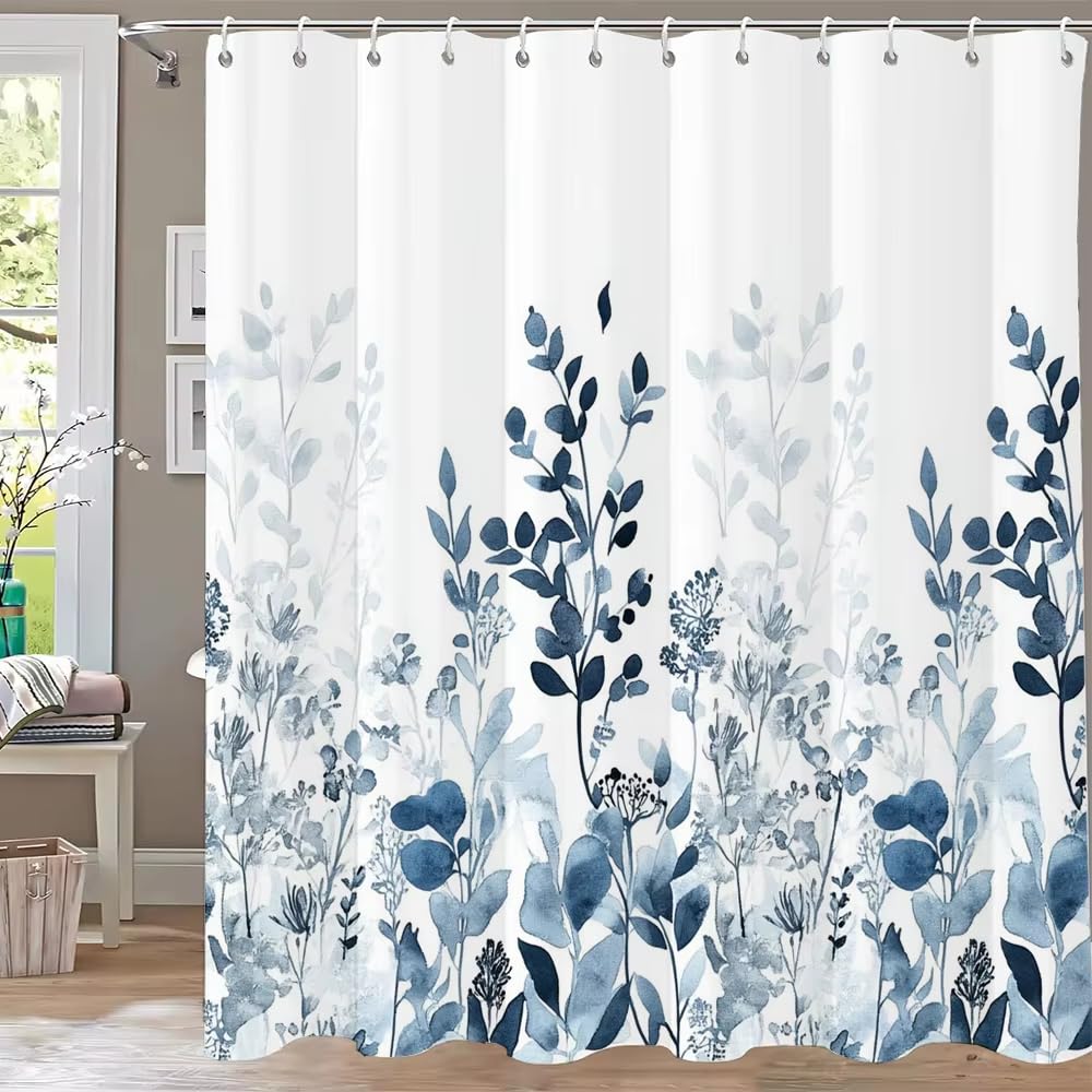 Elegante tenda da doccia moderna con stampa di foglie, divisorio per la privacy, tenda da bagno da appendere con ganci, tenda decorativa per la casa (180x213 cm/LxA)