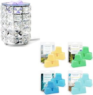 Scented Wax Melts, Ocean Breeze, Fresh Linen, Bohemia Forest, Winds in Summer (4x2.5oz)/Wax Melts Warmer, Crystal Wax Warmer, Electric Wax Melter Burner