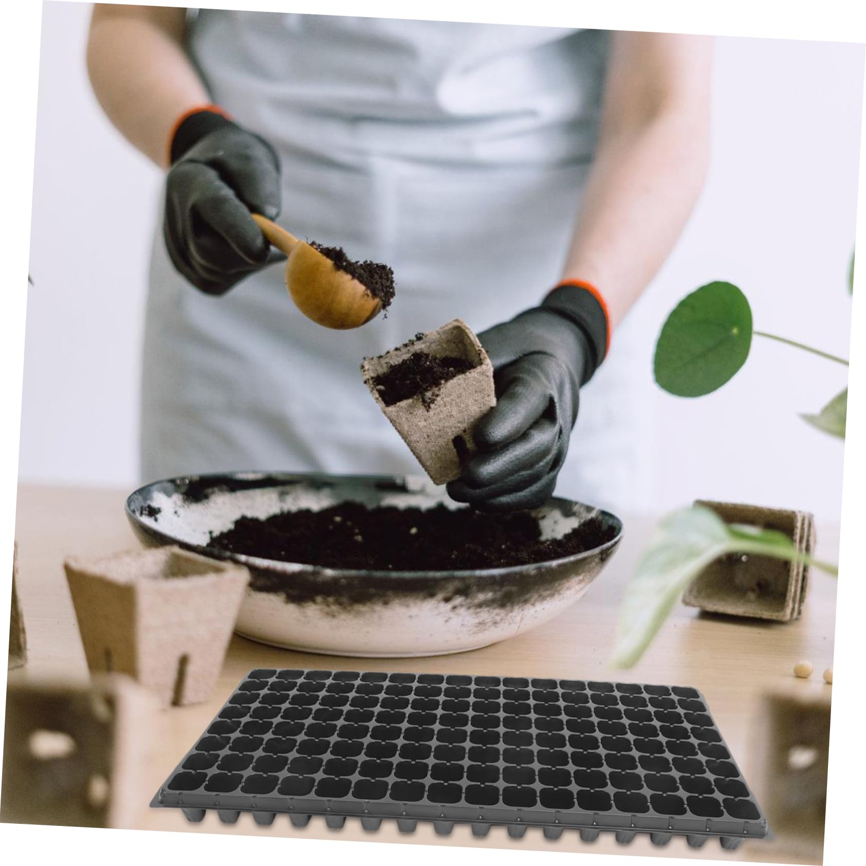 Plateau de Semis Rigide 128 Cellules 10 Pcs en PVC Noir