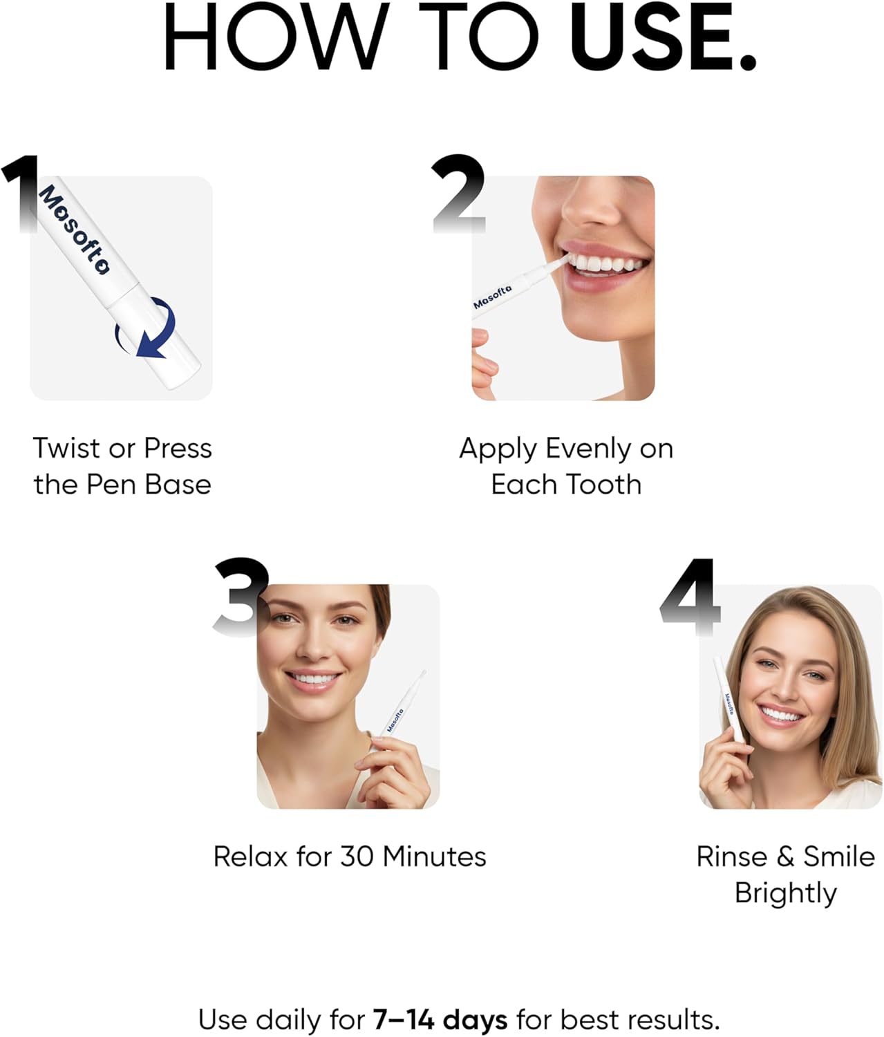 Teeth Pen for Removing Yellow and Dark Stains with Pap+, Peroxide & Sensitivity Free 2 ML Whitening Pen