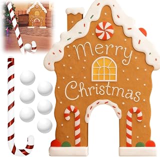 2026 Gingerbread Candy Cane Christmas Golf Game Set - Mini Golf Course with Club & Balls for Family Party, Indoor Home & Office Fun (Yellow)