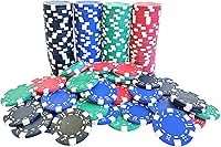 Vista 3 de SEETOOOGAMES 200 Piezas 11.5g Fichas de Póquer de Casino con Diseño de Dados a Rayas de Compuesto de Arcilla - 4 Colores (rojo, verde, negro y azul)
