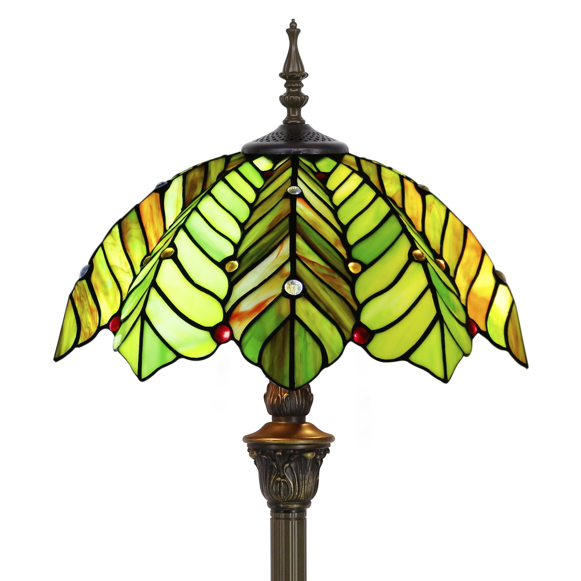ZJART Tiffany Floor Lamp Stained Glass 16X16X70 Amber Green Beach Tree — image 1