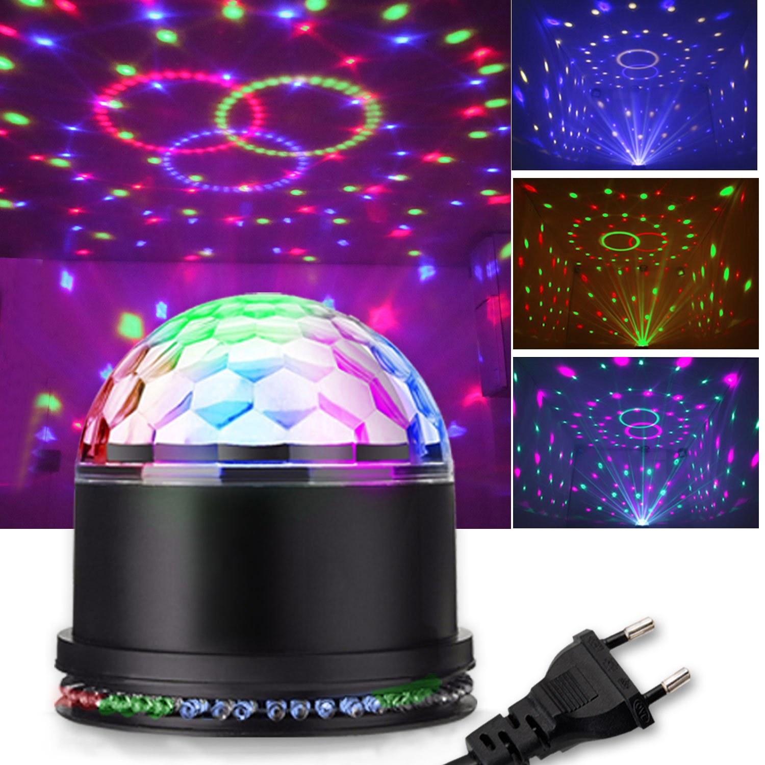 Discokugel, Vitutech Weihnachten Disco Licht 48 Stobe Light LED Party Licht Discolichteffekte 7 RGB Lichteffekt Led Effekt Kristalleffekt Disco kugel Lampe Projektor DJ Licht für Party-Voice Control