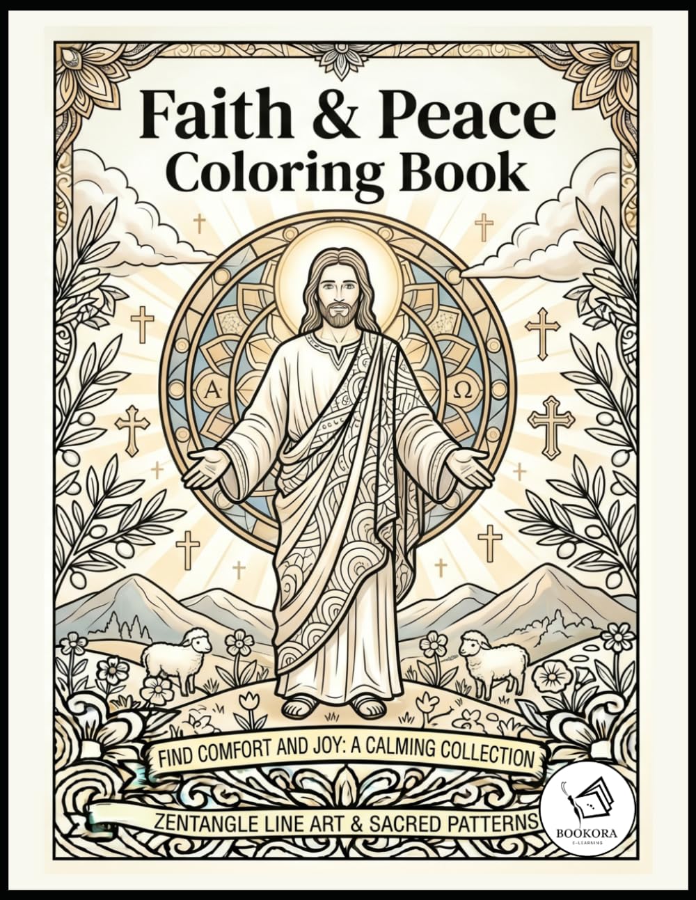 Faith & Peace Coloring Book: Beautiful Christian Zentangle Designs Featuring Jesus, Crosses, Prayer, Angels, and Sacred Patterns for Stress Relief