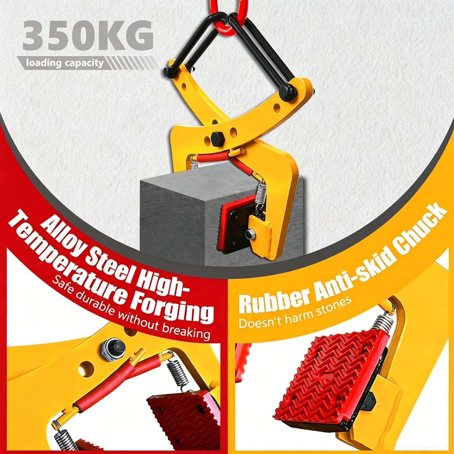 Bordsteinzange，Steinzange，Versetzzange,Plattenheber, Verstellbare Öffnung 4-18 Cm, 350 kg Marmorplattenklemme, Scheren-Klemmen Zum Heben, Geeignet Für Marmorplatten Und Ähnliches Material