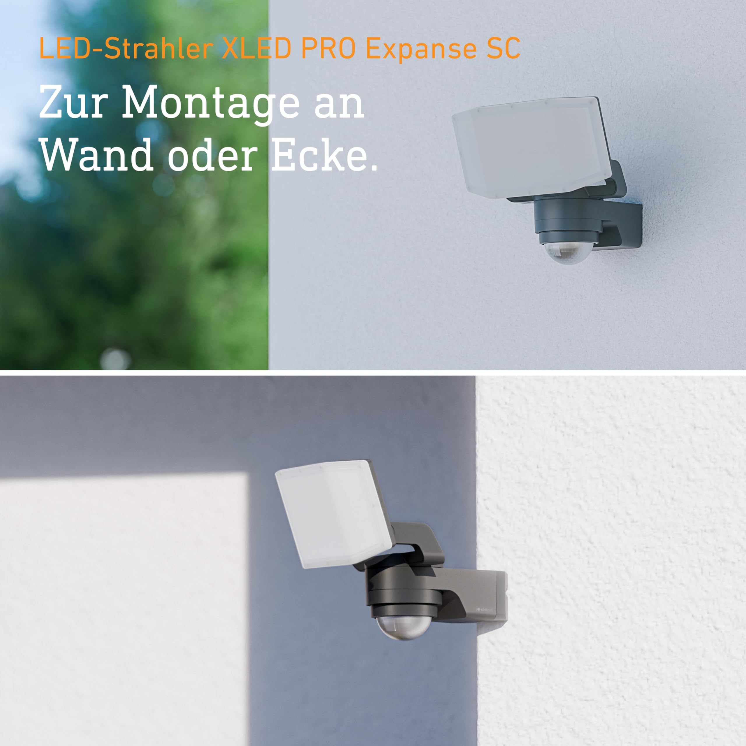 Steinel LED Strahler XLED PRO Expanse SC Anthrazit, 240°/12 m Bewegungsmelder, smartes Panorama Flutlicht, LED Panel voll schwenkbar, 3000K, IP54