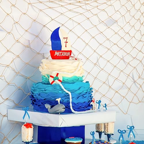 Miniatura 4 de Boao Decoración de red de pescado natural para fiesta pirata, red de pesca de algodón y lino, decoración de barco pirata para decoración de red