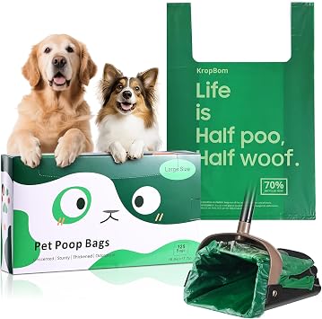125 Bulk Pack Extra Large Dog Poop Bags for A&H Swivel Bin Pooper Scooper, Pet Waste Bags with Handle for Dog Poop Cat Litter, Heavy Duty Leakproof Unscented Only Dog Poop Bags