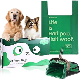 125 Bulk Pack Extra Large Dog Poop Bags for A&H Swivel Bin Pooper Scooper, Pet Waste Bags with Handle for Dog Poop Cat Litter, Heavy Duty Leakproof Unscented