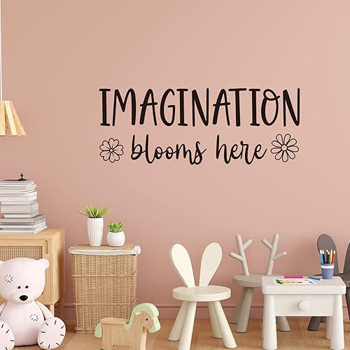 Miniatura 5 de Imagination Blooms Here - Calcomanía de pared de vinilo inspiradora para niños sala de juegos decoración de aula