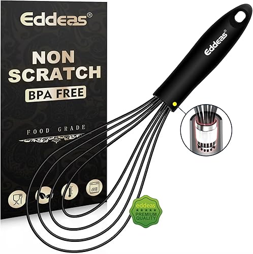 Batidor plano, batidor de silicona Eddeas para cocinar, batir, revolver salsa y huevos