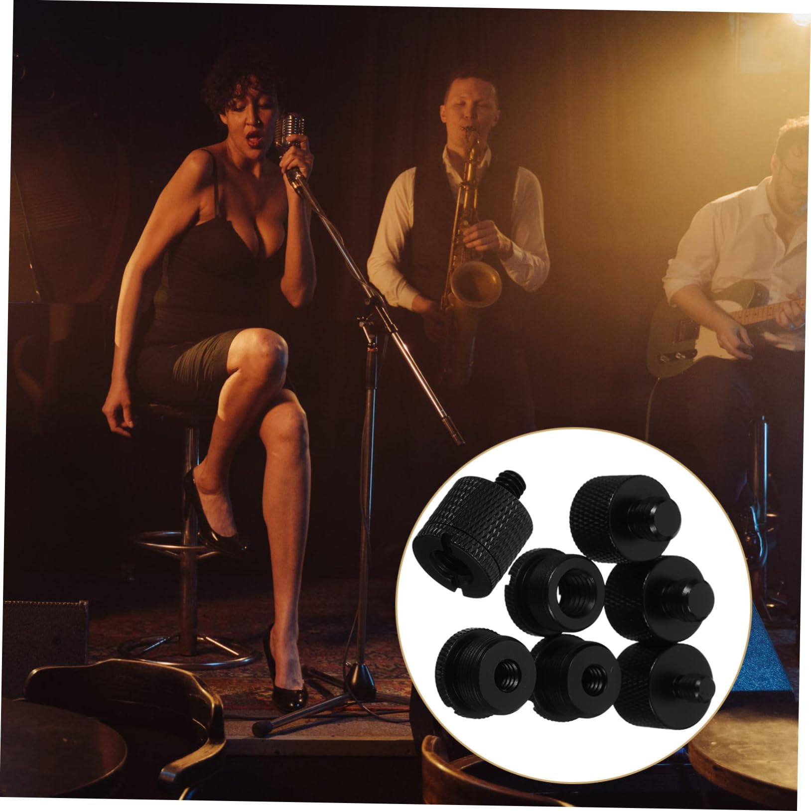 NULYLU 8pcs Mic Screw Mount Thread Adapter 5/8 Tripod Adapter Microphone Screw Microphone Stand Screw Mount Mic Stand Adapter Microphone Boom Stand Adapter Microphone Accessories