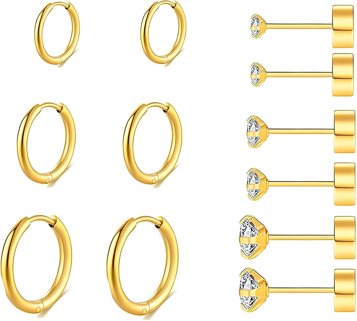 Huggie Hoop Unisex Orecchini Huggie Hoop Rotondi In Acciaio - Foto 7