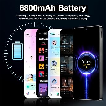 I25 Ultra 5G Unlocked Cell Phone, Smartphone Android 14 Snapdragon 8 Gen 2 Octa-Core, 4GB+128GB UnlockPhone, 6800mAh Battery, 90Hz FHD+ Screen 72MP Camera, Dual SIM Phone/GPS/Face ID - Black
