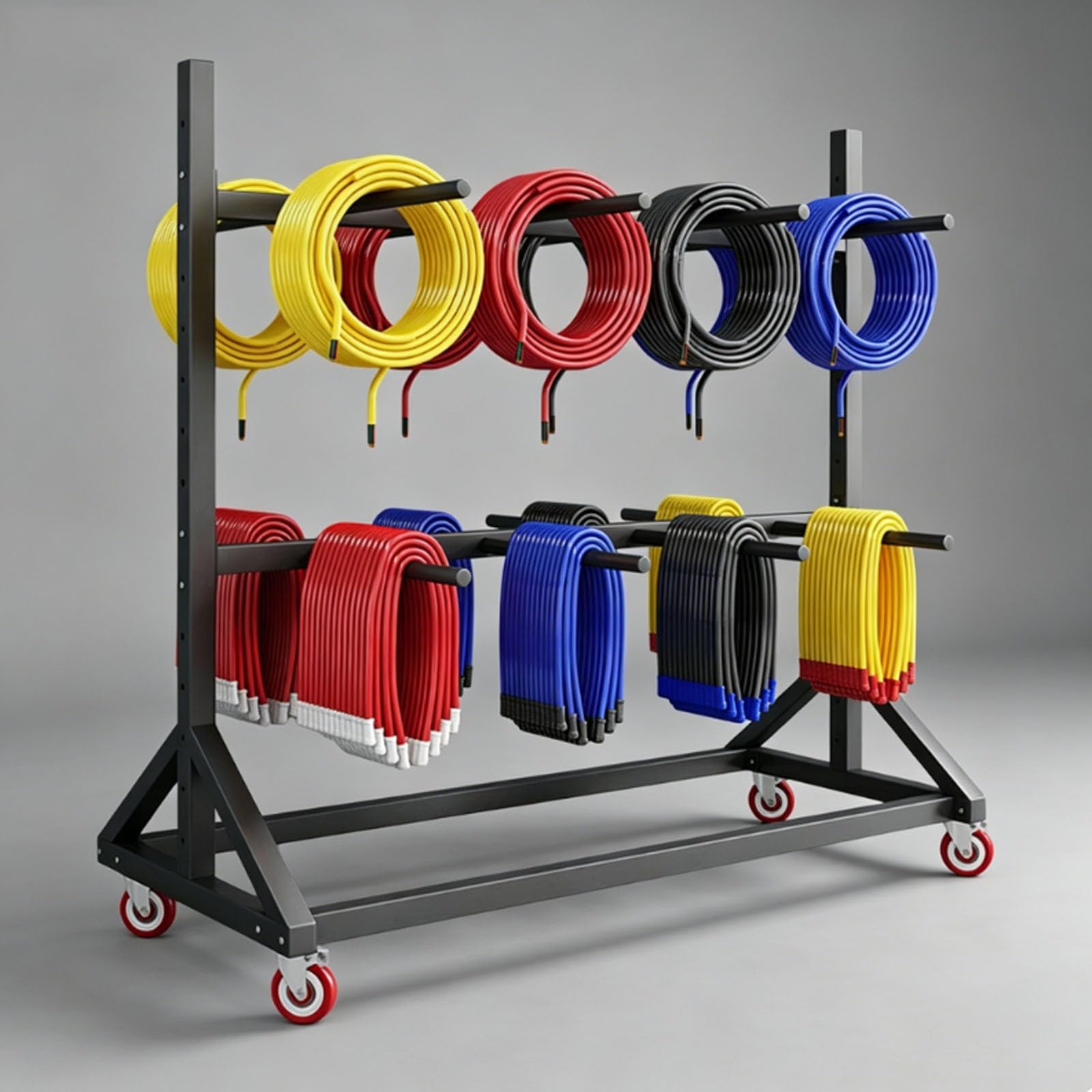 Heavy-Duty Wire Spool Display Rack – 881 lb Capacity Steel Cable Storage Stand, Multi-Spool Organizer for Electrical Contractors and Warehouse & Electrician Use(A,4-Tier 120X90X200cm)