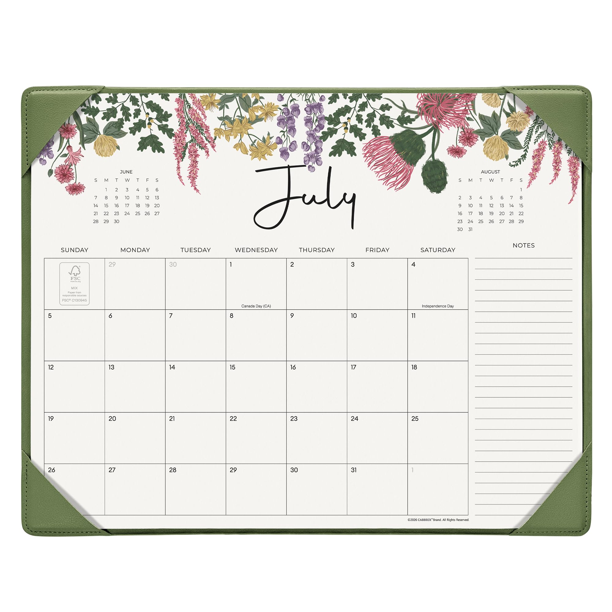 Cabbrix Schreibtischkalender 2025-2026 mit Schreibtischunterlage, Schreibtischunterlage Kalender 38,1 x 30,5 cm von Januar 2026 bis Juni 2027, 2026 Tischkalender für Home Office und Schule, Einfache