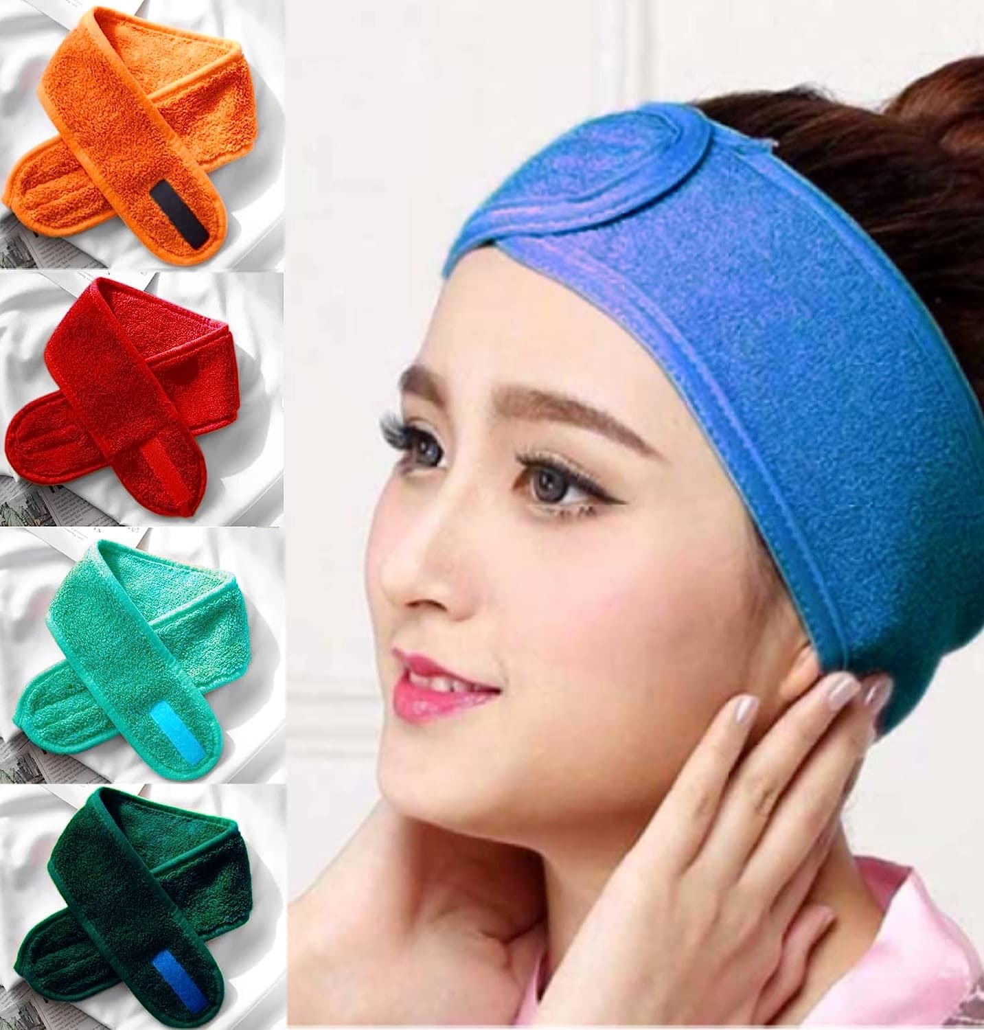 BODYTECH Facial Spa Unisex Headband, Adjustable Elastic, Non-slip Stretchable Washable Makeup Hair Band For Yoga, Sport, Bath Shower Towel Wrap Head Bands Makeup Headband PACK OF 4-image-19