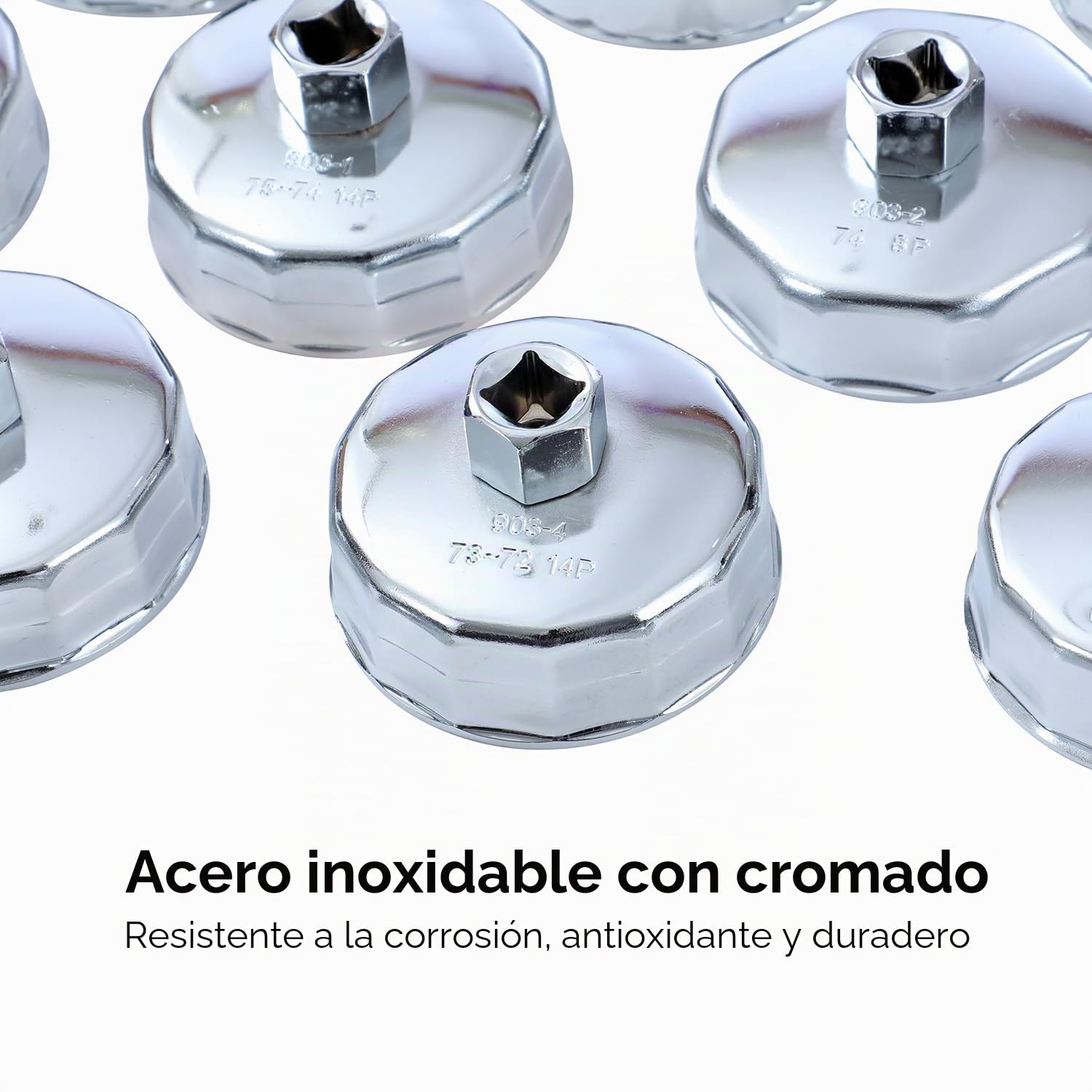 TOPWAY 25 PCs 1/2" Juego de Vasos para Llaves de Filtro de Aceite, Acero Inoxidable Herramientas de Extracción Llave de Filtro de Aceite Tipo Taza para Reparación de Automática