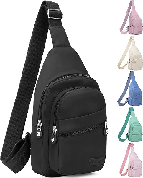 Small Sling Backpack Crossbody Sling Bag for Women, Chest Bag Daypack Fanny Pack Cross Body Bag for Outdoors Hiking Traveling - Black