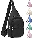 Small Sling Backpack Crossbody Sling Bag for Women, Chest Bag Daypack Fanny Pack Cross Body Bag for Outdoors Hiking Traveling - Black