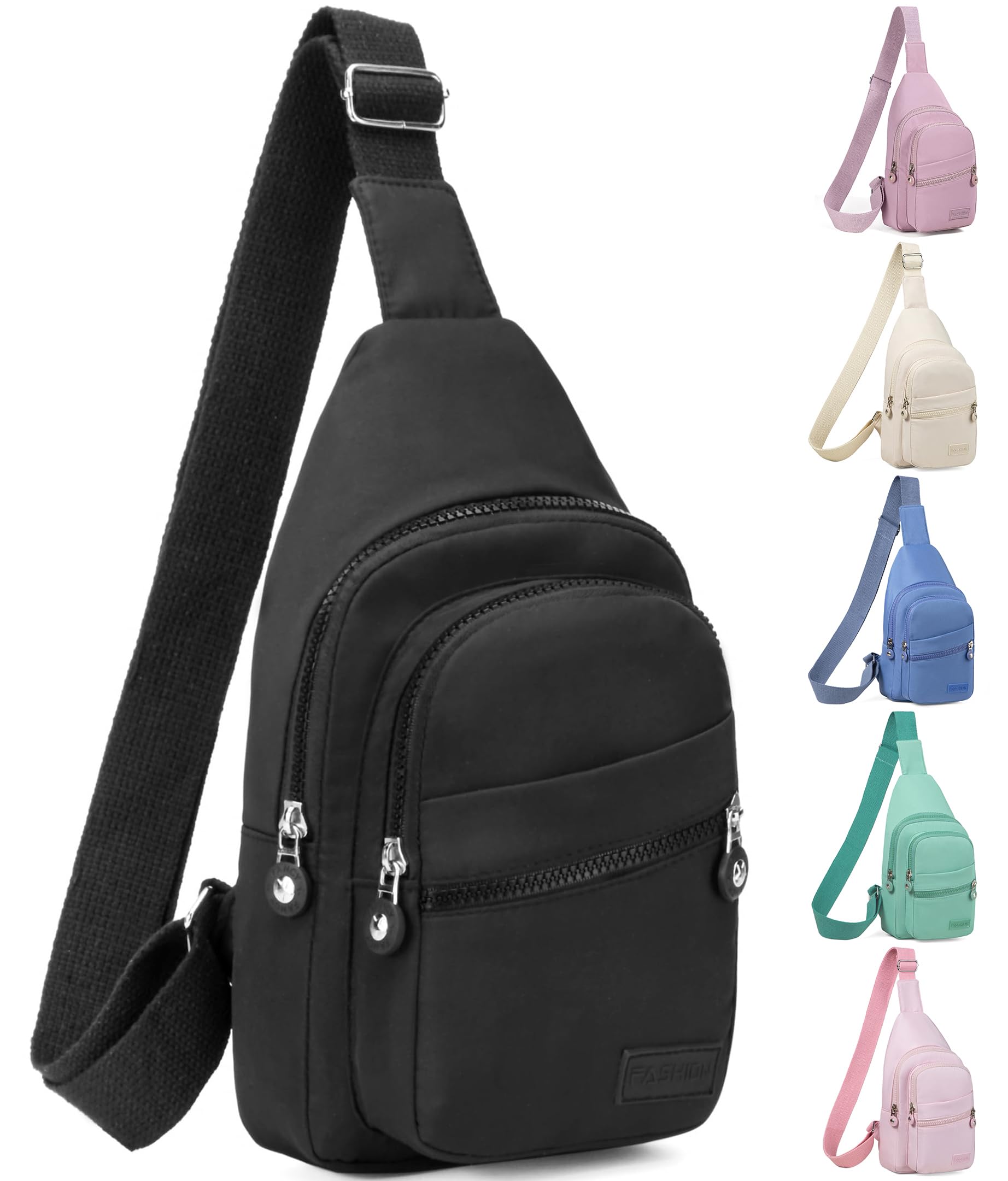 Small Sling Backpack Sling Bag for Women, Chest Bag Crossbody Daypack Sling Backpack Fanny Pack for Outdoors Sports Hiking Running - Black