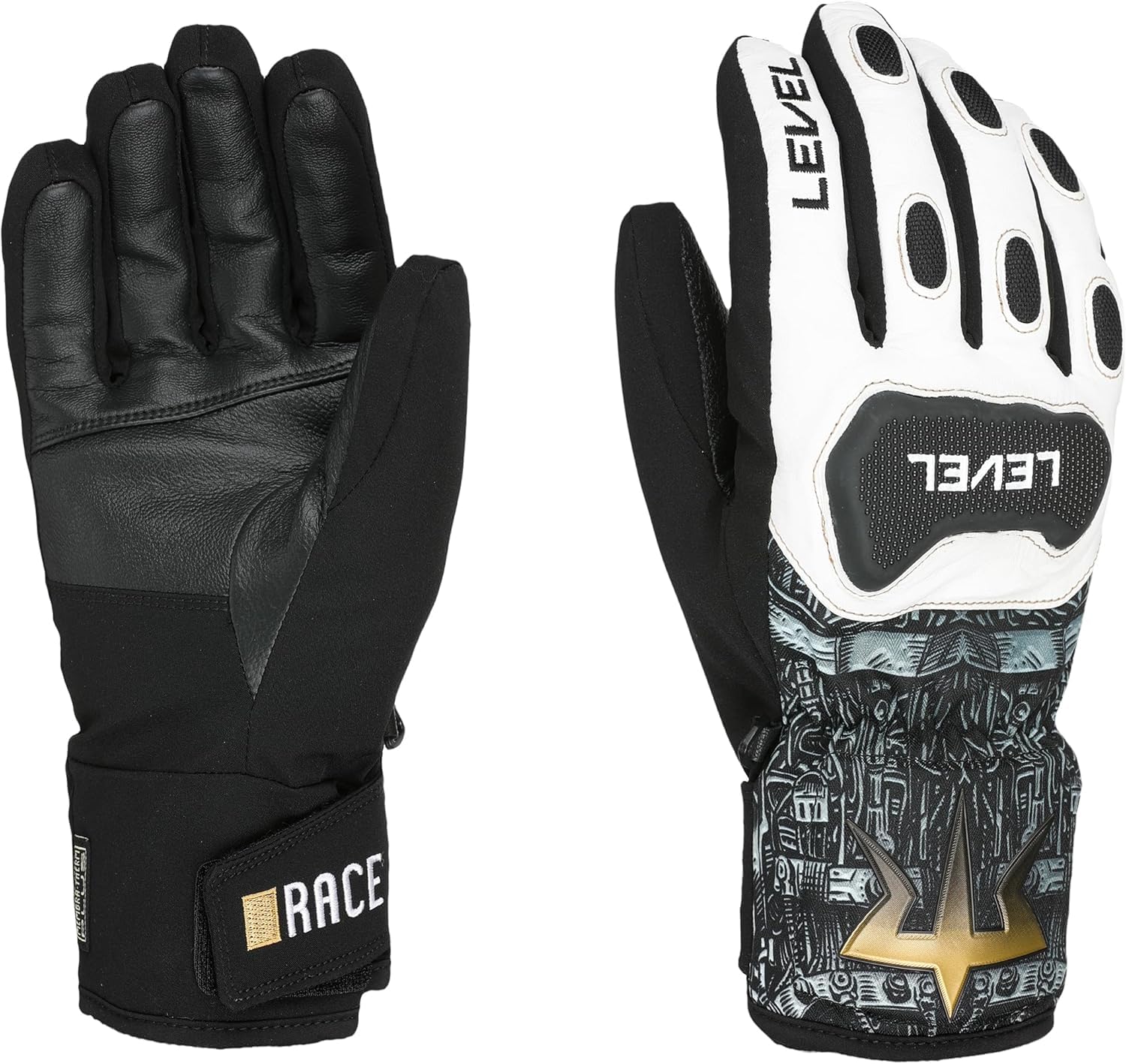 Level Replica - Skihandschuhe Herren, Knöchelschützer aus Leder und Stoff, Winterhandschuhe Herren Wasserdicht für Extreme Kälte, Thermohanschuhe für Skifahren, Schneebekleidung