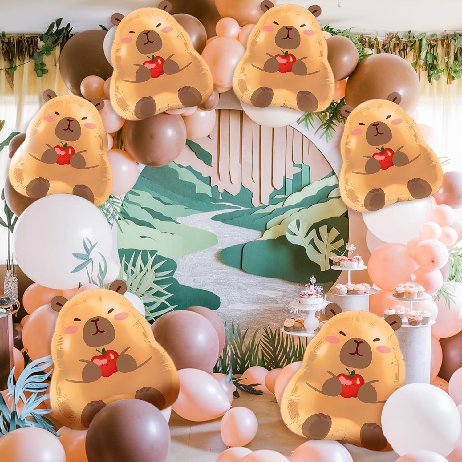 6 Pcs Capybara Balloons,22Inch Capybara Aluminum Foil Balloons for Birthday Baby Shower Gender Reveal Capybara Party Decorations
