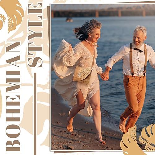 Miniatura 4 de Bolsas con iniciales para mujer, bolsa de hombro de paja para playa, bolso de verano para regalo de cumpleaños, despedida de soltera