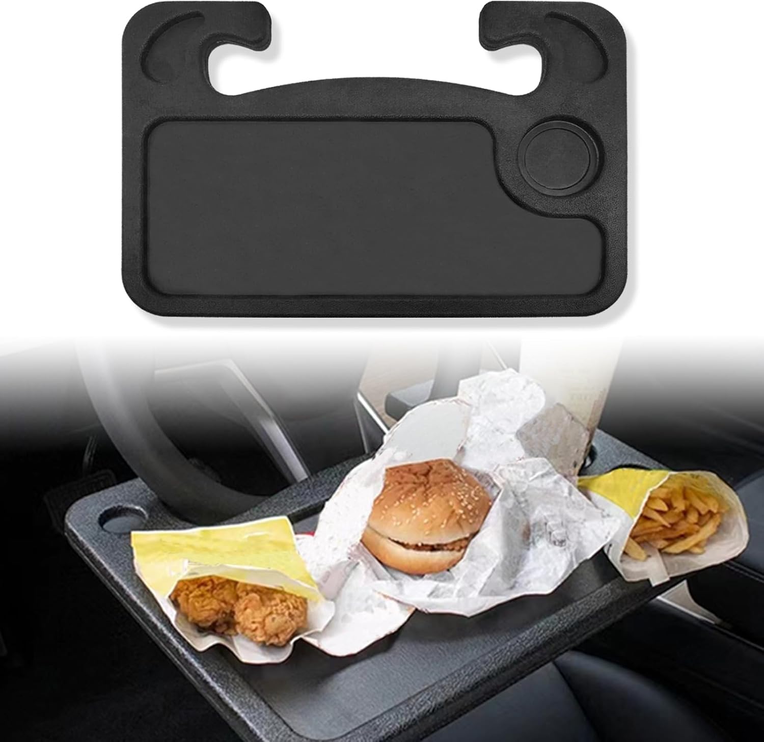 Car Stand Steering Wheel Tray Food Tray With Drink Holder