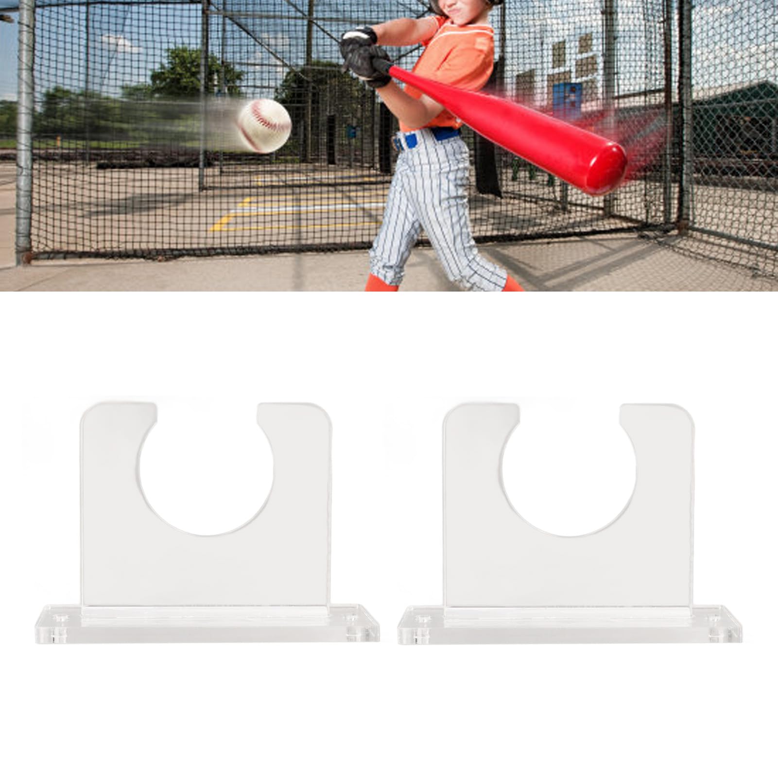 Jwthee 2pcs Baseball Bat Holder, Baseball Bat Display Wall Mount Rack Baseball Bat Storage Rack Acrylic Baseball Bat Wall Mount Holder for Memorabilia and Collectible
