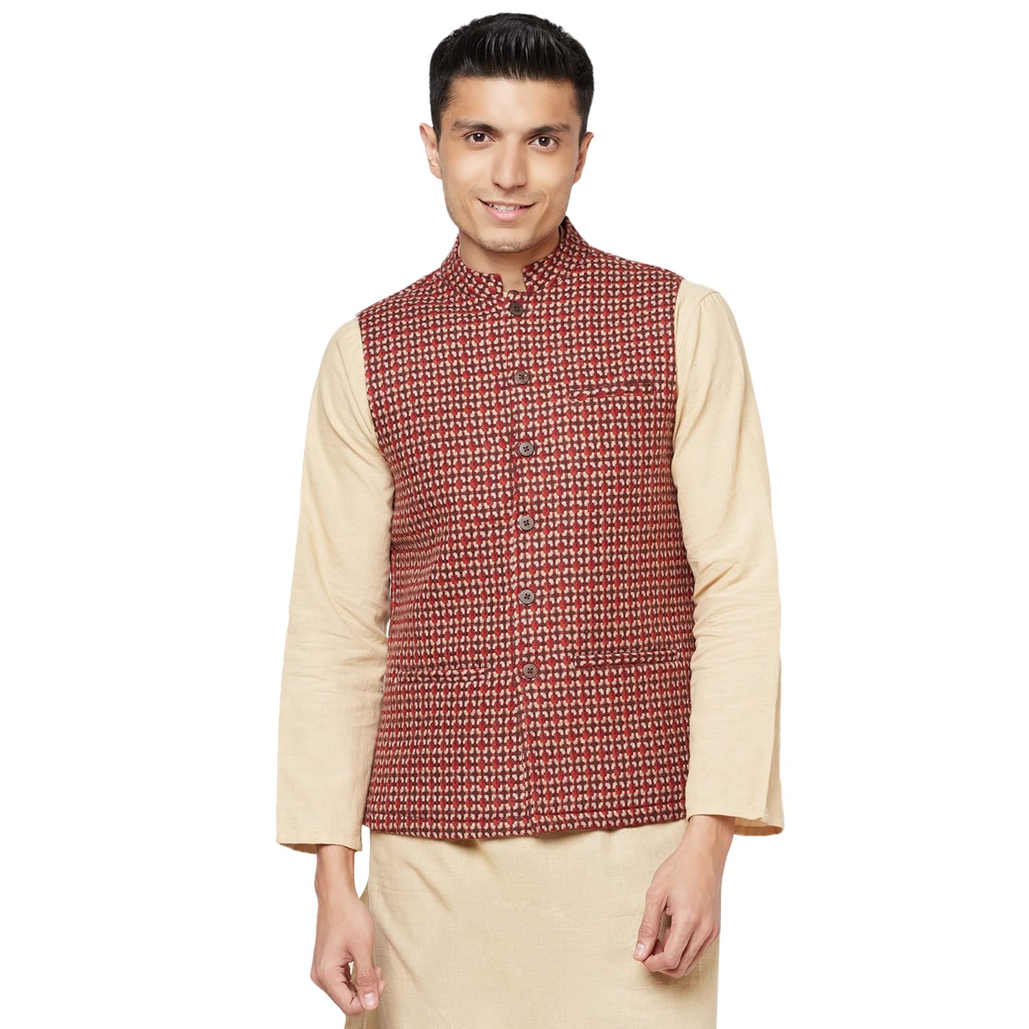 fabindia Men Tweed Nehru Jacket Wool-picture-28