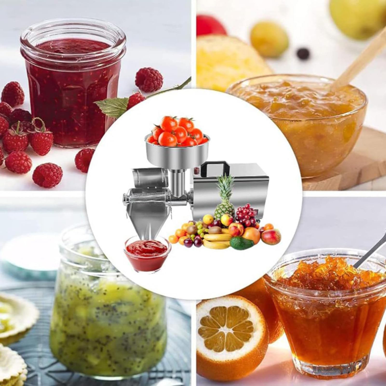 Machine à sauce tomate électrique avec moteur en cuivre pur, passoire alimentaire en acier inoxydable pour tomates faites maison, sauces aux myrtilles