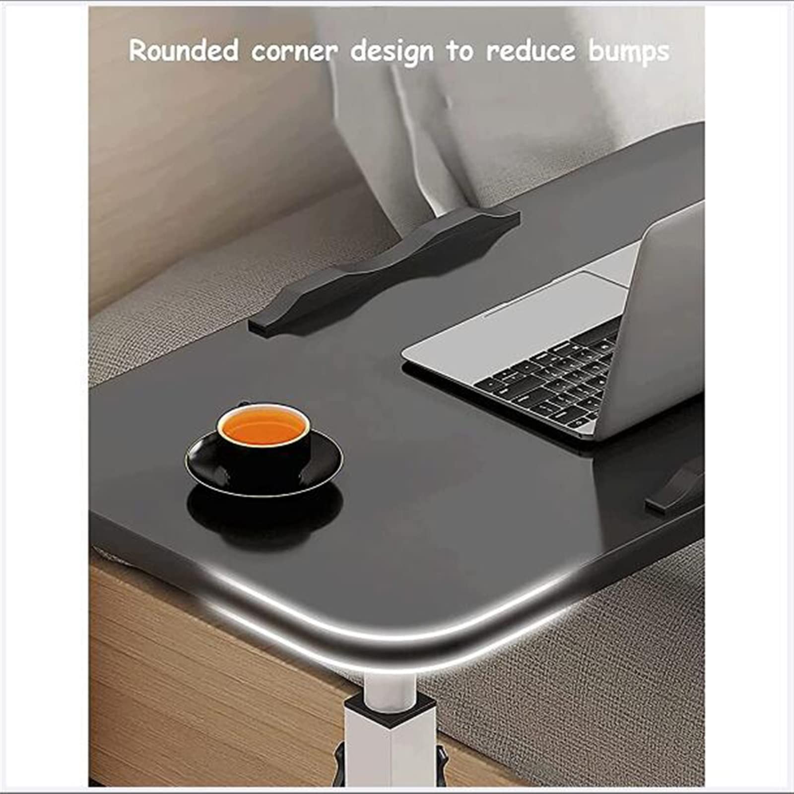Tavolino da letto mobile con ruote, tavolino portatile sopra il letto, divano, altezza regolabile, tavolo per laptop, ospedale, infermieristica, tavolo da lettura (colore: bianco)