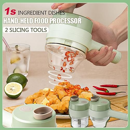 Miniatura 2 de Picador eléctrico 5 en 1, electrodomésticos de cocina inteligentes, mini juego de picador de verduras de mano, cortador eléctrico de verduras con