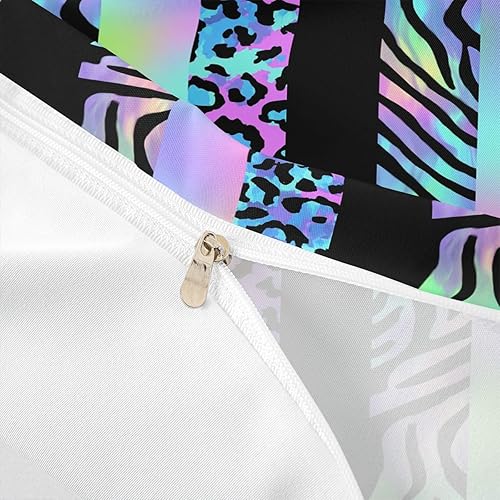 Miniatura 6 de Juego de funda de edredón de leopardo para niños, tamaño matrimonial, juego de ropa de cama de piel de cebra y guepardo abstracto, decoración de