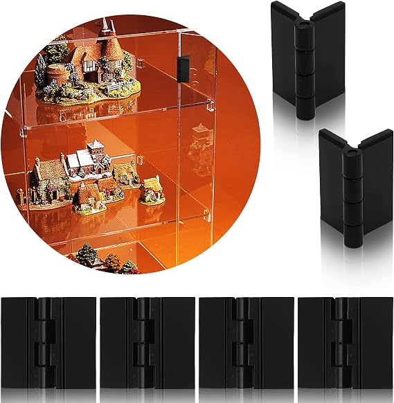 20 Pcs Plastic Hinges Black, Acrylic Hinges Mini Hardware for Box Handicrafts (1.47 x 1.27 Inch)