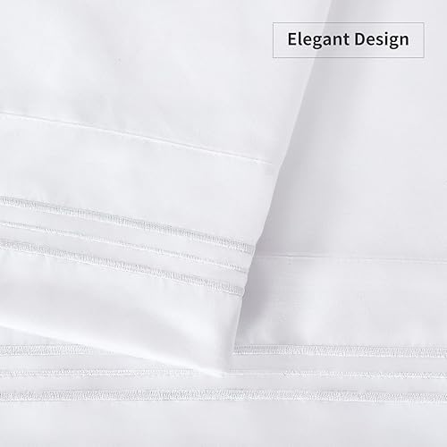 Miniatura 3 de YIYEA Juego de 2 fundas de almohada tamaño King  Fundas de almohada súper suaves de 1800 hilos bordadas de microfibra cepillada con cierre de sobre,