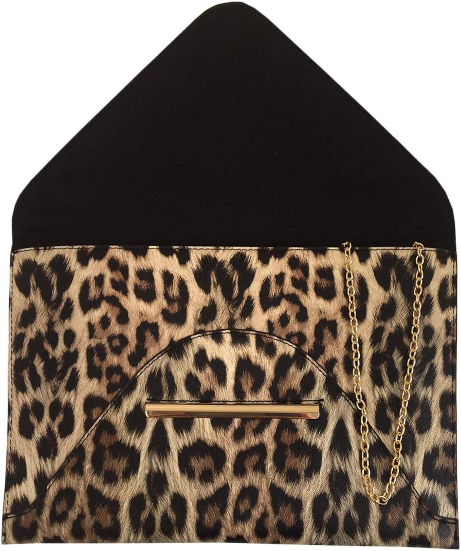 JNB Synthetic Leather Flat Envelope Leopard Print Clutch - Image 5