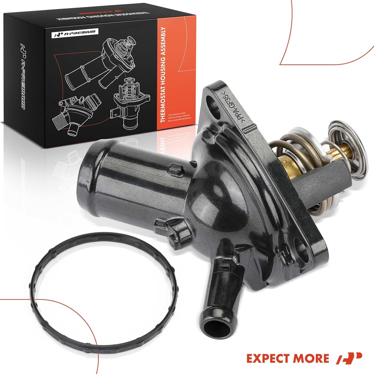 A-Premium Engine Coolant Thermostat Housing Assembly with O-ring Compatible with Honda 2013-2017 Accord, 2016-2020 Pilot, 2017-2019 Ridgeline, 2013-2015 Crosstour, 3.5L