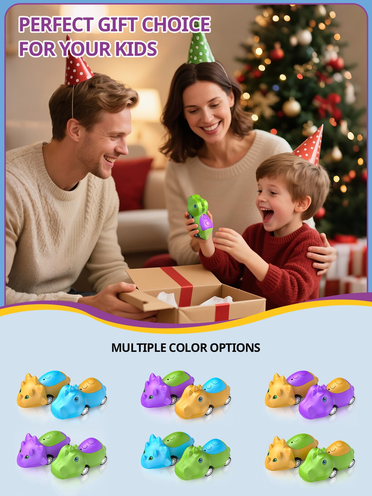 Inspireyes Walkie-Talkie Dinosauro per Bambini, Ricaricabili, Macchinine Giocattolo per Bambini e Bambine 3–7 Anni, Divertente Interno ed Esterno, Regalo di Compleanno e Natale per Bambini, Set da 2