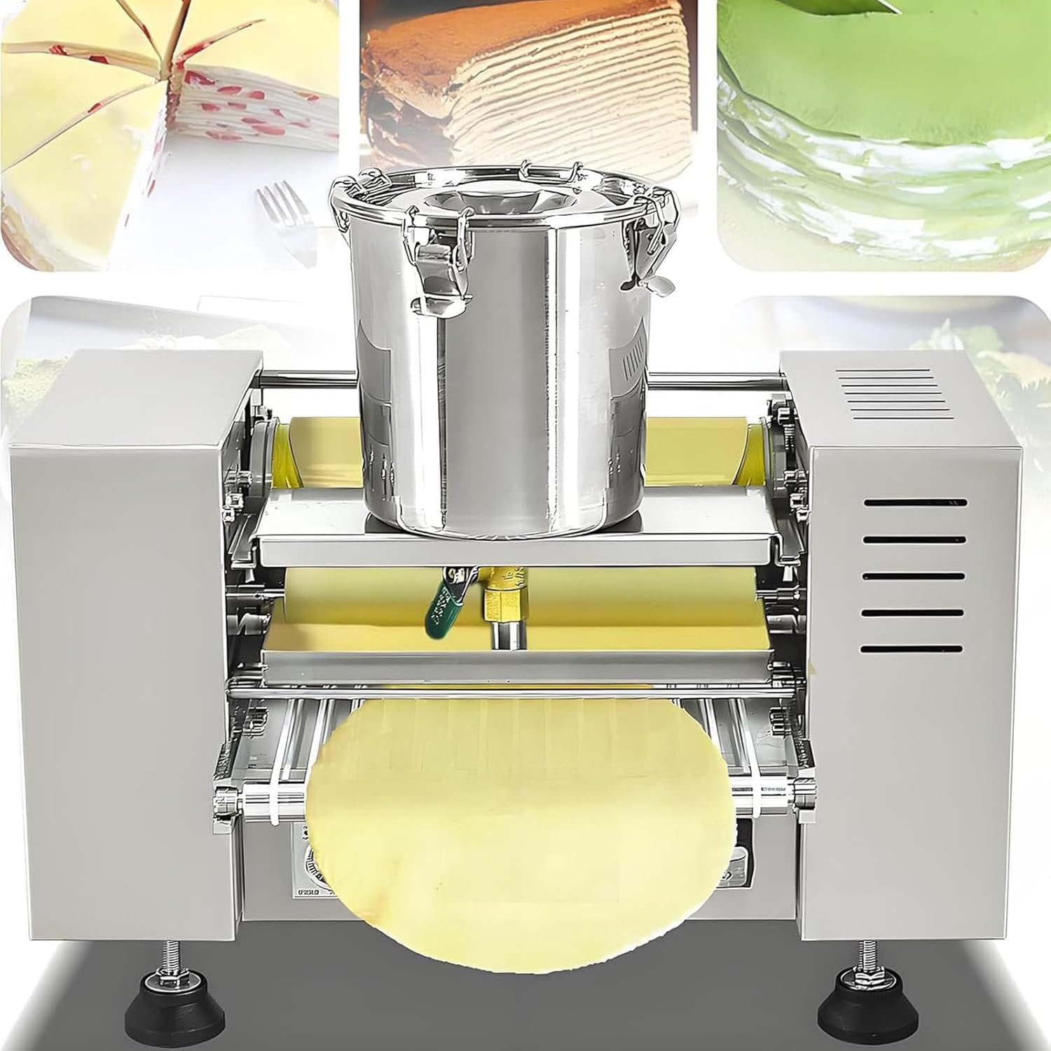 Commercial Automatic Mille Crepe Cake Making Machine, Egg Skin Crepe Machine, Fully Automatic & High Speed - 100-200 Crepes/Hour, for Mille Crepe Cake,Pancake,Egg Roll Wrappers 6in
