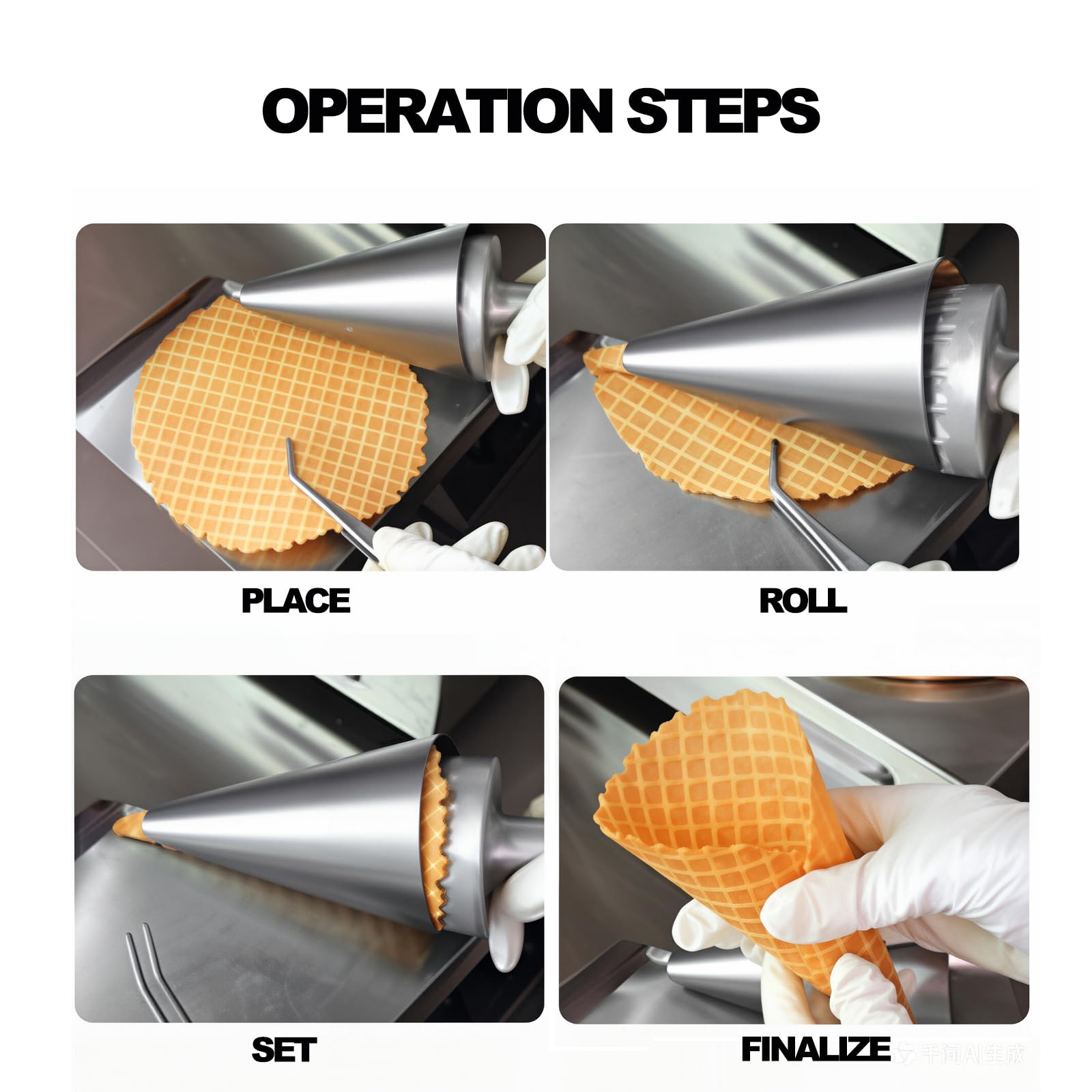 Herramienta moldeadora de cono de gofre de acero inoxidable | Con base de material de acero inoxidable, for hacer rollitos de huevo crujientes y cáscaras de hojaldre