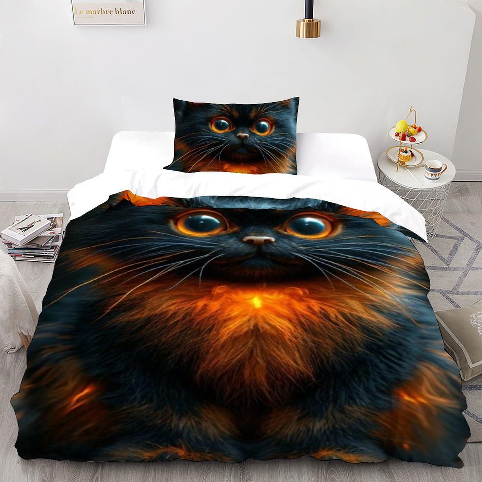 Housse de couette fermeture éclair pratique lit single motif animaux 3D microfibre infroissable